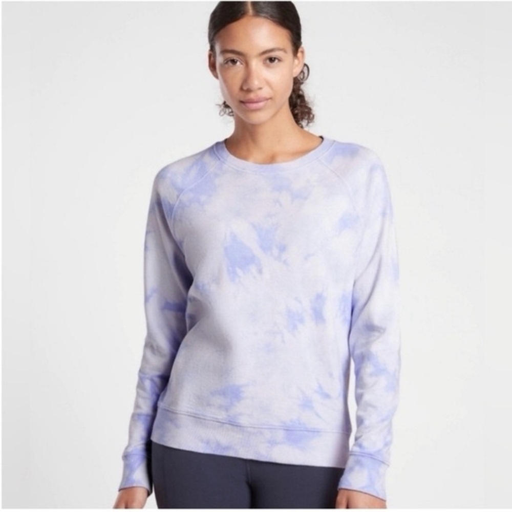 Athleta Sundown Sweatshirt Tie Dye Crewneck Periwinkle Size Medium